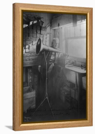 Thomas Edison Listening To The Phonograph-null-Framed Stretched Canvas