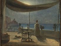 A Terrace in Amalfi in Moonlight, C.1834 (Oil on Paper Mounted on Board)-Thomas Fearnley-Giclee Print