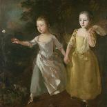 The Painter's Daughters Chasing a Butterfly, C.1759-Thomas Gainsborough-Giclee Print