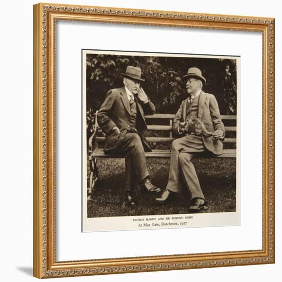 Thomas Hardy and Sir Edmund Gosse at Max Gate, Dorchester, 1927-null-Framed Photographic Print