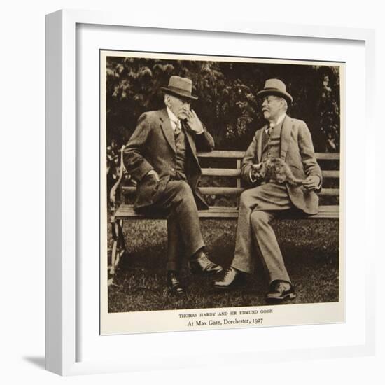 Thomas Hardy and Sir Edmund Gosse at Max Gate, Dorchester, 1927-null-Framed Photographic Print