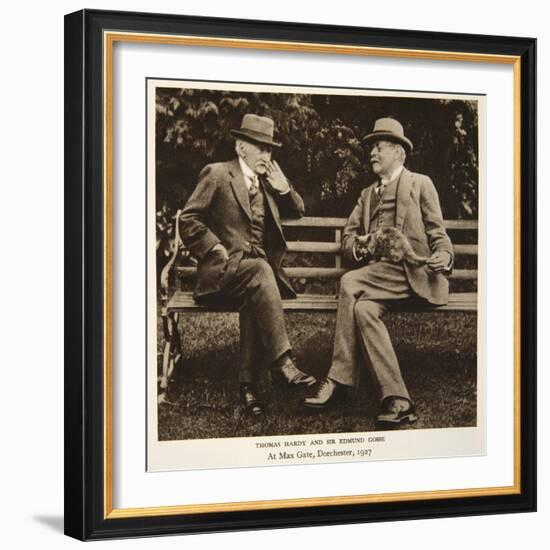 Thomas Hardy and Sir Edmund Gosse at Max Gate, Dorchester, 1927-null-Framed Photographic Print
