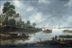 A River Landscape with Boats and Figures by a Tavern, 17Th Century-Thomas Heeremans-Giclee Print