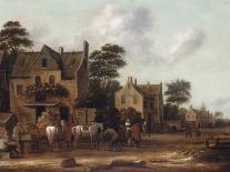 Dutch Village Scene with Figures and Horses Resting outside a House, 1660-Thomas Heeremans-Giclee Print