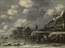 Dutch Village Scene with Figures and Horses Resting outside a House, 1660-Thomas Heeremans-Giclee Print