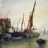 View of Boats Moored on the River Thames at Bankside, Southwark, London, C1830-Thomas Hollis-Framed Giclee Print