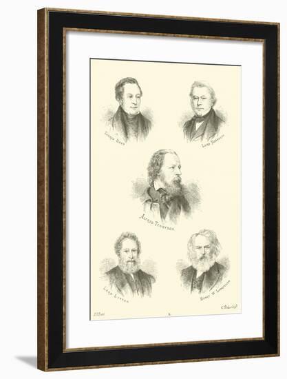 Thomas Hood, Lord Macaulay, Alfred Tennyson, Lord Lytton, Henry W Longfellow-null-Framed Giclee Print