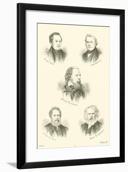 Thomas Hood, Lord Macaulay, Alfred Tennyson, Lord Lytton, Henry W Longfellow-null-Framed Giclee Print