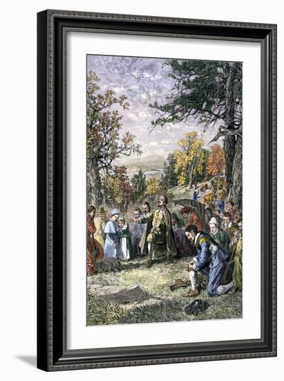 Thomas Hooker's Congregation Migrates from Massachusetts to Settle Hartford, Connecticut, 1636--Framed Giclee Print