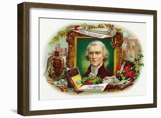 Thomas Jefferson Brand Cigar Inner Box Label-Lantern Press-Framed Art Print