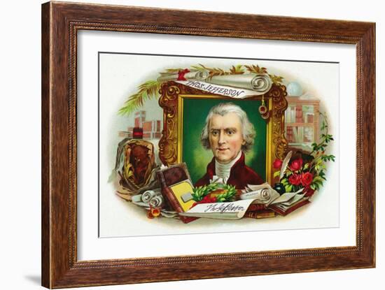 Thomas Jefferson Brand Cigar Inner Box Label-Lantern Press-Framed Art Print