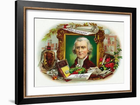 Thomas Jefferson Brand Cigar Inner Box Label-Lantern Press-Framed Art Print