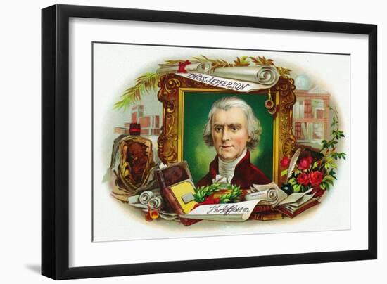 Thomas Jefferson Brand Cigar Inner Box Label-Lantern Press-Framed Art Print