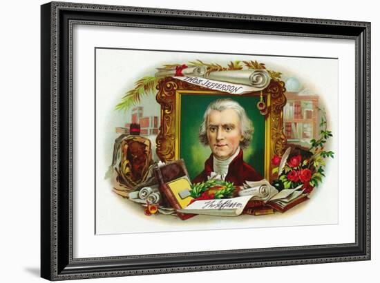 Thomas Jefferson Brand Cigar Inner Box Label-Lantern Press-Framed Art Print