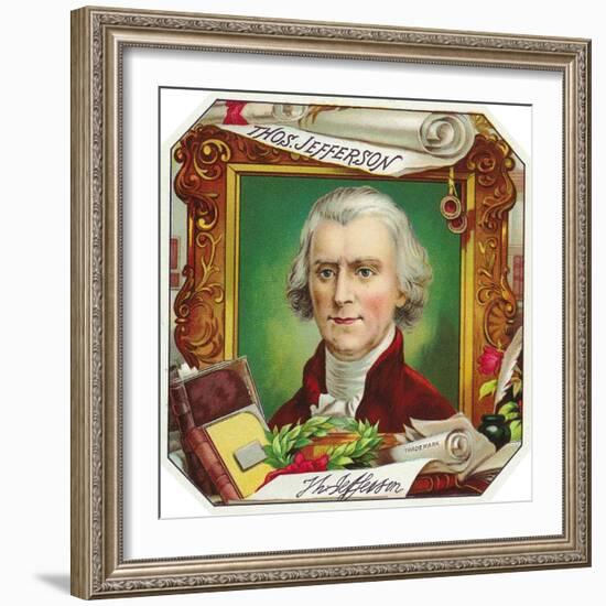 Thomas Jefferson Brand Cigar Outer Box Label-Lantern Press-Framed Art Print