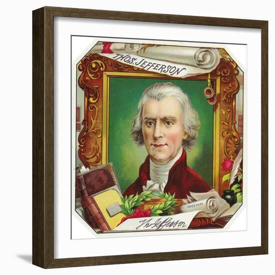 Thomas Jefferson Brand Cigar Outer Box Label-Lantern Press-Framed Art Print