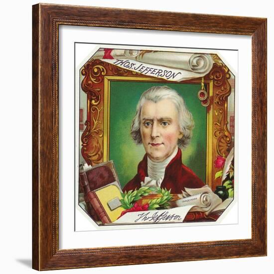 Thomas Jefferson Brand Cigar Outer Box Label-Lantern Press-Framed Art Print