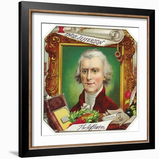 Thomas Jefferson Brand Cigar Outer Box Label-Lantern Press-Framed Art Print