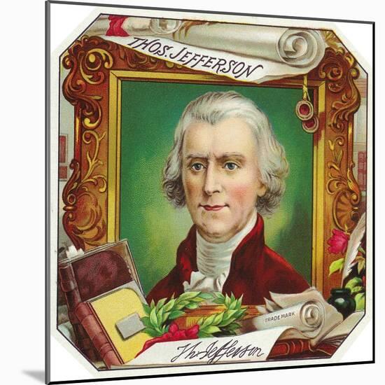 Thomas Jefferson Brand Cigar Outer Box Label-Lantern Press-Mounted Art Print