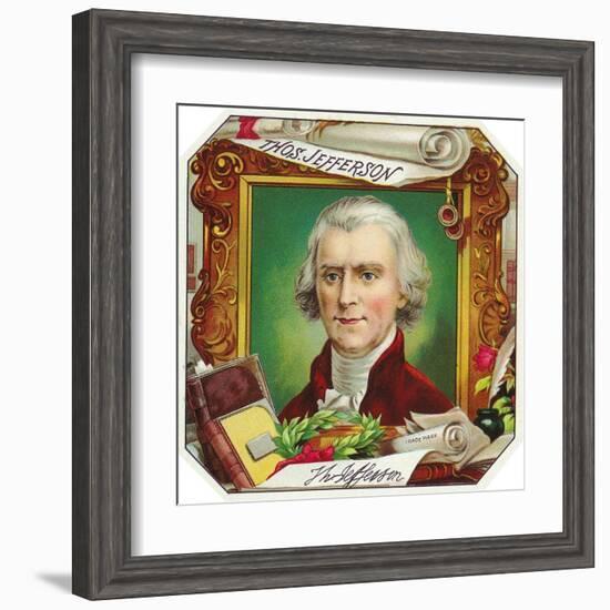 Thomas Jefferson Brand Cigar Outer Box Label-Lantern Press-Framed Art Print