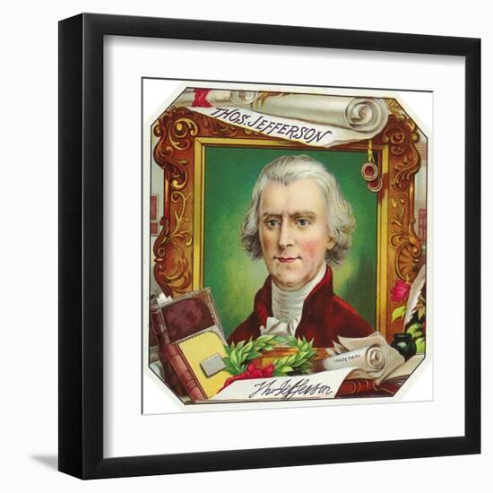 Thomas Jefferson Brand Cigar Outer Box Label-Lantern Press-Framed Art Print