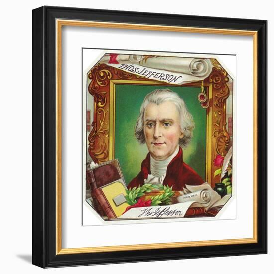 Thomas Jefferson Brand Cigar Outer Box Label-Lantern Press-Framed Art Print