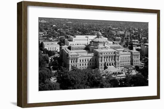 Thomas Jefferson Building from the U.S. Capitol dome, Washington, D.C. - B&W-Carol Highsmith-Framed Art Print