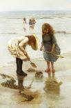 Playing on the Beach-Thomas Liddall Armitage-Framed Premier Image Canvas