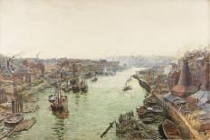 Sunderland, Holmes Wharf (Watercolour (Heightened with White) and Scratching Out on Paper)-Thomas Marie Madawaska Hemy-Framed Giclee Print