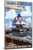 Thomas Point Light - Chesapeake Bay, Maryland-Lantern Press-Mounted Art Print