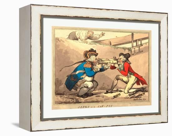 Thomas Rowlandson (British, 1756 1827), Slugs in a Sawpit, 1791, Hand Colored Etching-null-Framed Premier Image Canvas