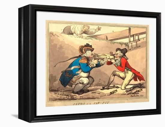 Thomas Rowlandson (British, 1756 1827), Slugs in a Sawpit, 1791, Hand Colored Etching-null-Framed Premier Image Canvas