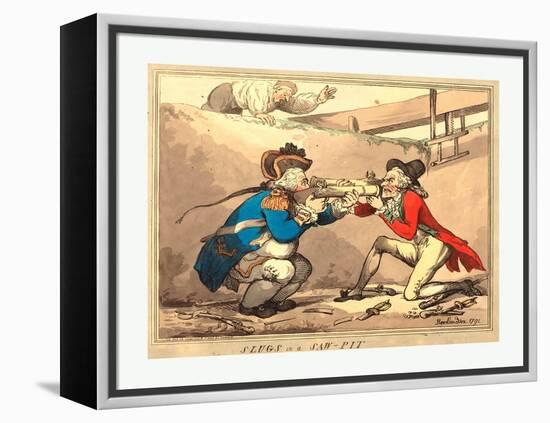 Thomas Rowlandson (British, 1756 1827), Slugs in a Sawpit, 1791, Hand Colored Etching-null-Framed Premier Image Canvas