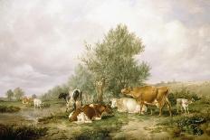 View in Stour Valley with Cow-Thomas Sidney Cooper-Giclee Print