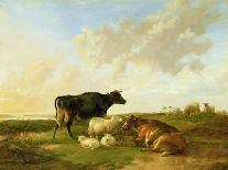 View in Stour Valley with Cow-Thomas Sidney Cooper-Framed Giclee Print