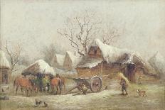 A Winter Farmyard Scene-Thomas Smythe-Giclee Print