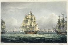 HMS Victory Sailing For French Line, Battle of Trafalgar, 1805, Engraved, T. Sutherland, Pub.1820-Thomas Whitcombe-Giclee Print