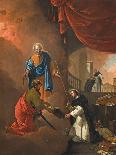 The Vision of Saint Dominic, with Saint Dominic Blessing Two Missionary Friars beyond (Oil on Panel-Thomas Wyck-Giclee Print