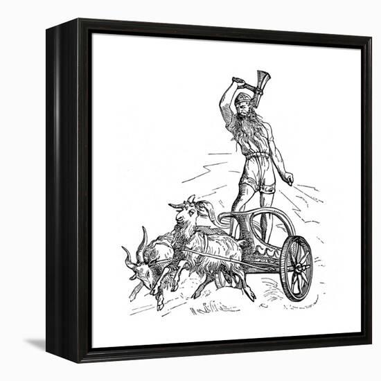 Thor Riding in Chariot Drawn by Goats and Wielding His Hammer-null-Framed Premier Image Canvas