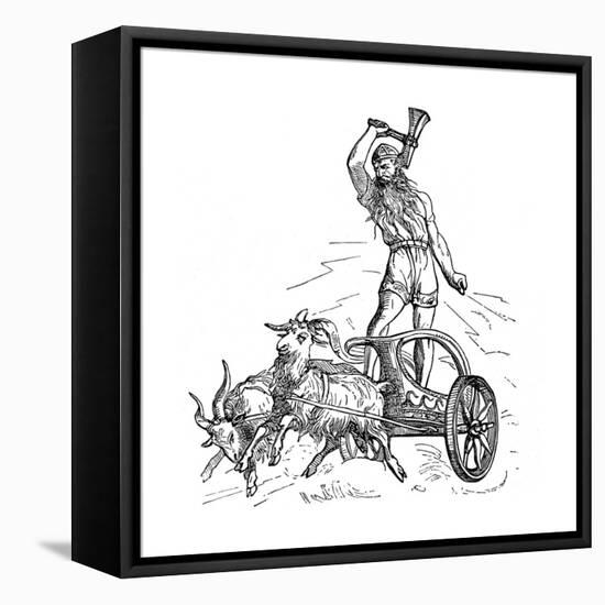 Thor Riding in Chariot Drawn by Goats and Wielding His Hammer-null-Framed Premier Image Canvas