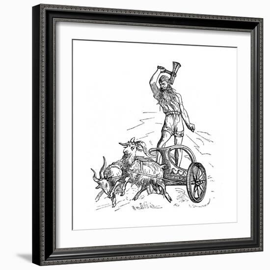 Thor Riding in Chariot Drawn by Goats and Wielding His Hammer-null-Framed Giclee Print