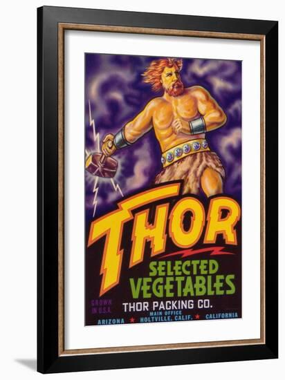 Thor Vegetable Label - Holtville, CA-Lantern Press-Framed Art Print