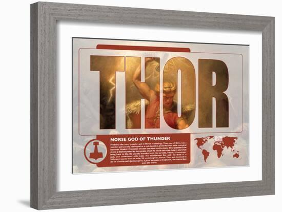 Thor World Mythology Poster-Christopher Rice-Framed Art Print