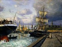 Shipping Vessels in Helsingor Harbour-Thorolf Frederik Pedersen-Mounted Giclee Print