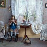 Interior with girl crocheting, 1883-Thorolf Holmboe-Framed Giclee Print