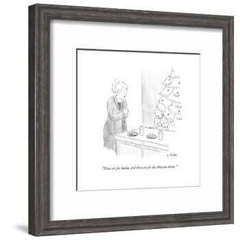 "Those are for Santa, and these are for the Amazon drone." - Cartoon-Emily Flake-Framed Premium Giclee Print
