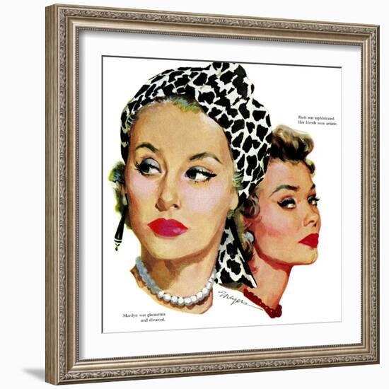 Those Midford Girls, B - Saturday Evening Post "Leading Ladies", December 31, 1955 pg.15-Robert Meyers-Framed Giclee Print