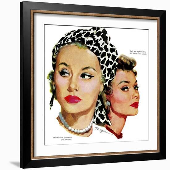 Those Midford Girls, B - Saturday Evening Post "Leading Ladies", December 31, 1955 pg.15-Robert Meyers-Framed Giclee Print