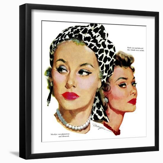 Those Midford Girls, B - Saturday Evening Post "Leading Ladies", December 31, 1955 pg.15-Robert Meyers-Framed Giclee Print