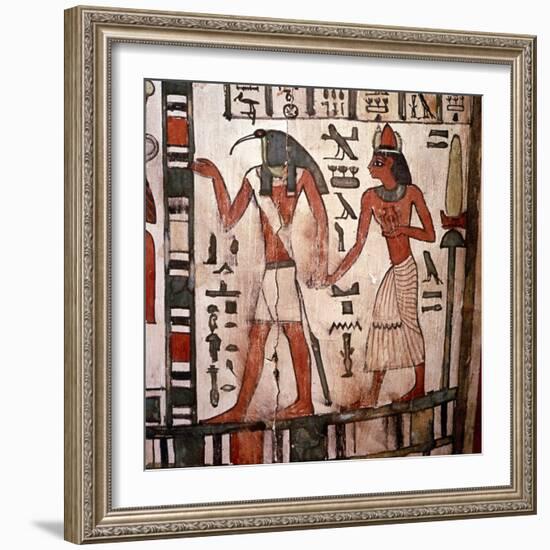 Thoth, Ibis-headed god leads the deceased to the Underworld, Mummy-case of Pensenhor, c900BC-Unknown-Framed Giclee Print